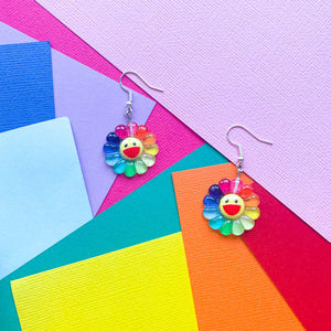Rainbow Sunflower Earrings