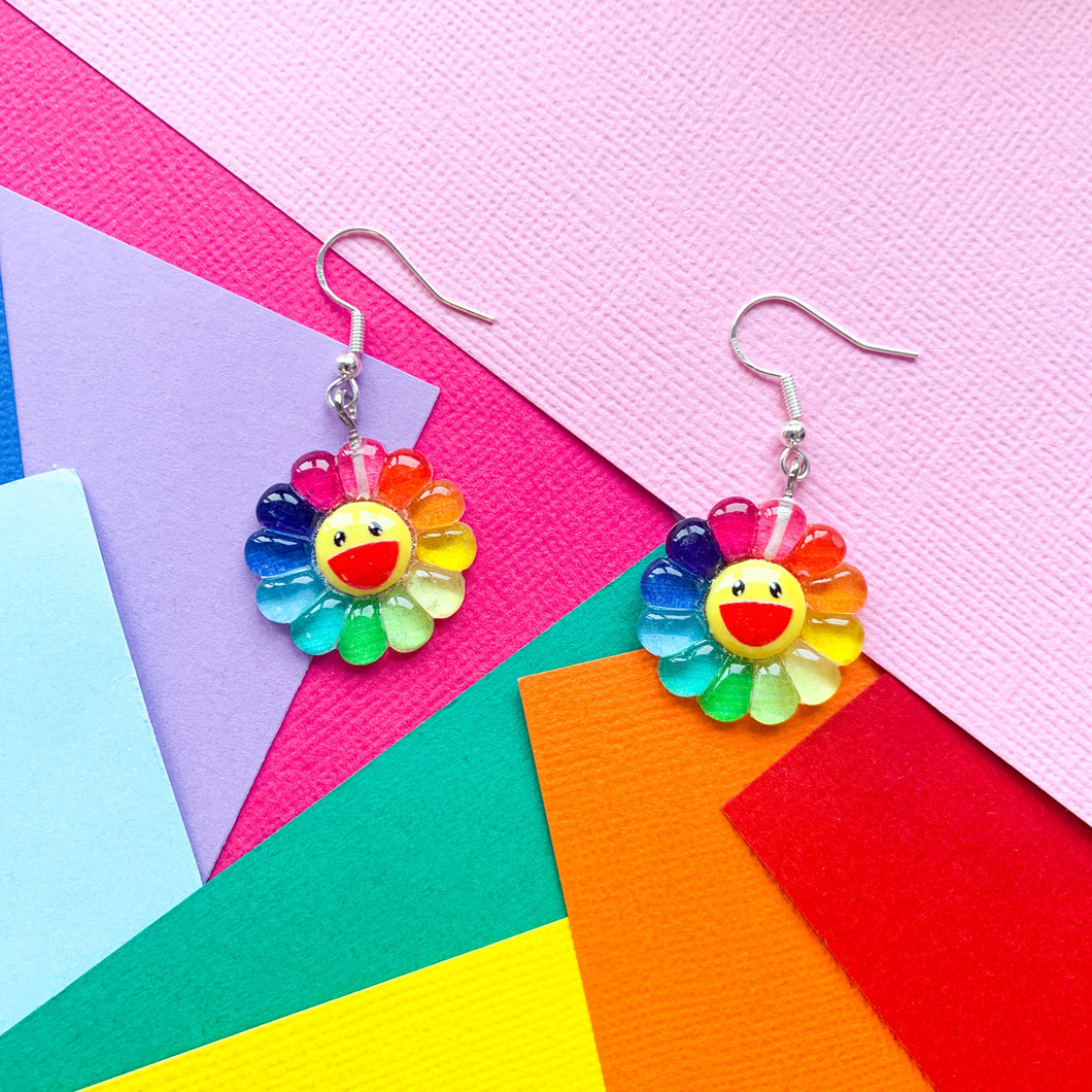 Rainbow Sunflower Earrings
