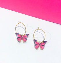 Load image into Gallery viewer, Butterfly Hoop Earrings