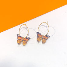 Load image into Gallery viewer, Butterfly Hoop Earrings