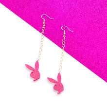 Load image into Gallery viewer, Pretty In Pink Playboy Chain Earrings