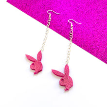 Load image into Gallery viewer, Pretty In Pink Playboy Chain Earrings