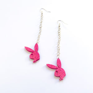 Pretty In Pink Playboy Chain Earrings